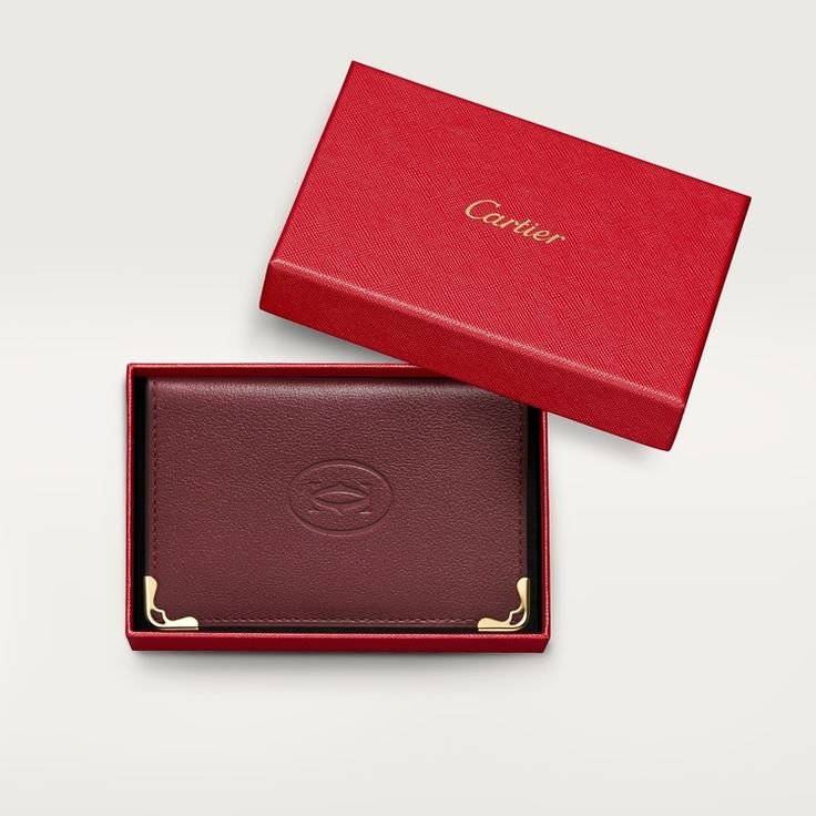 CRL3001574 - Card Holder, Must de Cartier - Burgundy calfskin, golden finish - Cartier